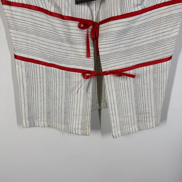 Zino Jordan White Pinstripe Linen Vest Red Tie Detail Size 48 EU Chic Top - Picture 4 of 10